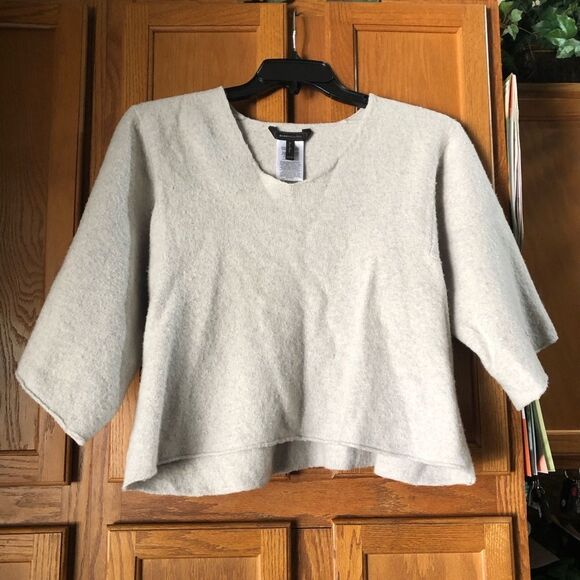 BCBGMAXAZRIA Masha Knit Kimono Merino Wool Blend Oversized V-Neck Sweater - XS - Picture 5 of 15